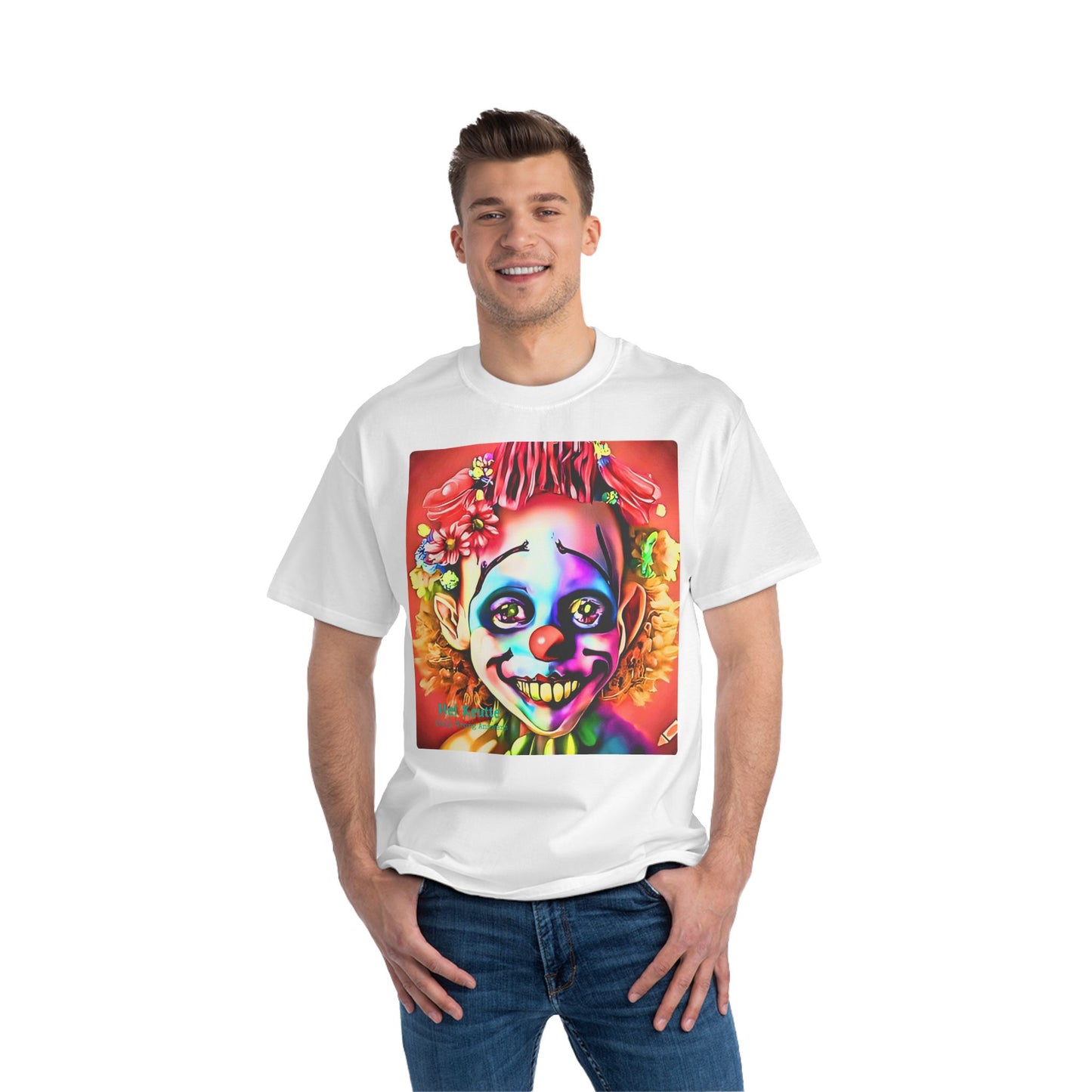 SQUEAKY - Unisex Oversize Tee - Colorful and Quirky Clown Art T-Shirt!