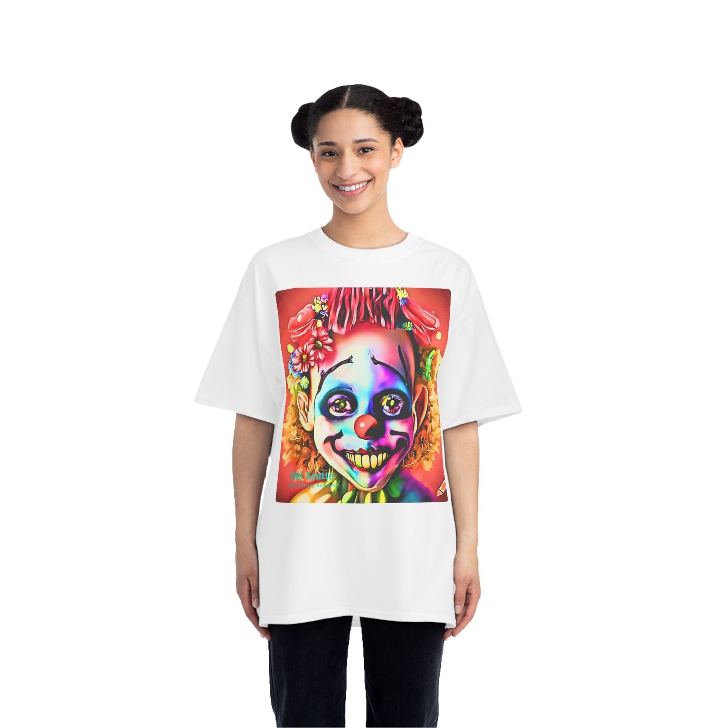 SQUEAKY - Unisex Oversize Tee - Colorful and Quirky Clown Art T-Shirt!
